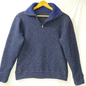 Ireland's Eye 100% Wool Quarter Zip Sweater Men's Size Small Navy‎ Blue